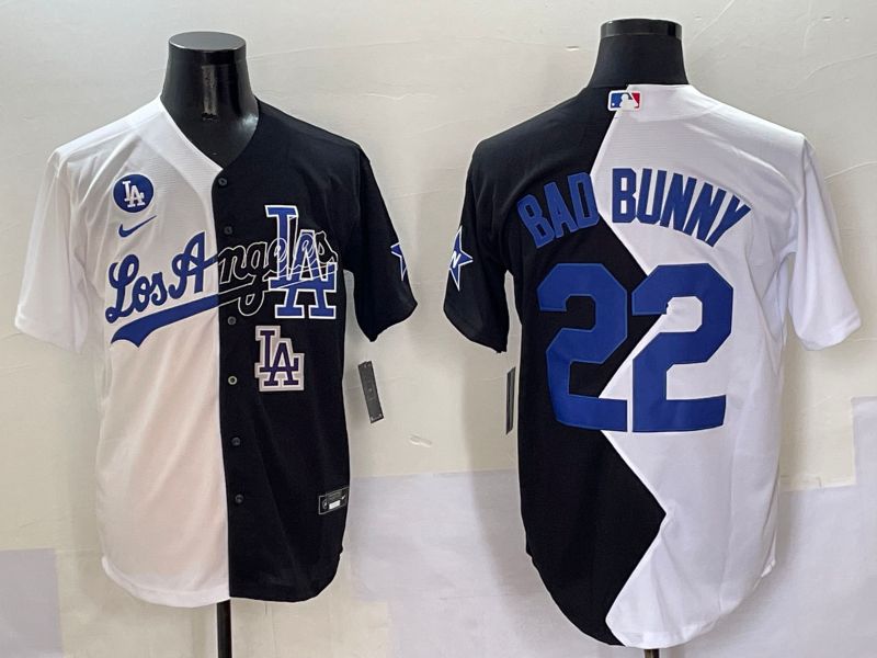 Men Los Angeles Dodgers #22 Bad bunny Black White Game Nike 2025 MLB Jersey style 13